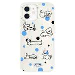 For iPhone 12 Skin Feeling Jelly TPU Hybrid PC Phone Case(Polka Dot Puppy White)