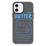 For iPhone 12 Skin Feeling Jelly TPU Hybrid PC Phone Case(Bread Line Dog Black)