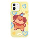 For iPhone 12 Skin Feeling Jelly TPU Hybrid PC Phone Case(Puppy Crayon Drawing Yellow)