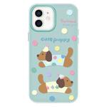 For iPhone 12 Skin Feeling Jelly TPU Hybrid PC Phone Case(Cute Puppy Light Green)