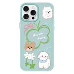 For iPhone 11 Pro Max Skin Feeling Jelly TPU Hybrid PC Phone Case(Flowers Puppy Light Green)