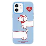 For iPhone 11 Skin Feeling Jelly TPU Hybrid PC Phone Case(Love Dachshund Blue)