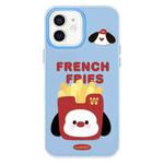 For iPhone 11 Skin Feeling Jelly TPU Hybrid PC Phone Case(French Fries Puppy Blue)