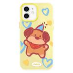 For iPhone 11 Skin Feeling Jelly TPU Hybrid PC Phone Case(Puppy Crayon Drawing Yellow)