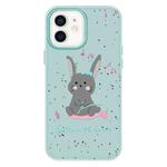 For iPhone 11 Skin Feeling Jelly TPU Hybrid PC Phone Case(Listen to Music Rabbit Light Green)