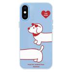 For iPhone X / XS Skin Feeling Jelly TPU Hybrid PC Phone Case(Love Dachshund Blue)