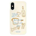 For iPhone X / XS Skin Feeling Jelly TPU Hybrid PC Phone Case(Party Line Dog White)