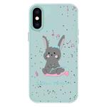 For iPhone X / XS Skin Feeling Jelly TPU Hybrid PC Phone Case(Listen to Music Rabbit Light Green)