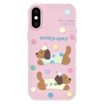 For iPhone X / XS Skin Feeling Jelly TPU Hybrid PC Phone Case(Cute Puppy Pink)