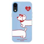 For iPhone XR Skin Feeling Jelly TPU Hybrid PC Phone Case(Love Dachshund Blue)