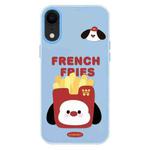 For iPhone XR Skin Feeling Jelly TPU Hybrid PC Phone Case(French Fries Puppy Blue)