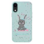 For iPhone XR Skin Feeling Jelly TPU Hybrid PC Phone Case(Listen to Music Rabbit Light Green)