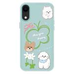 For iPhone XR Skin Feeling Jelly TPU Hybrid PC Phone Case(Flowers Puppy Light Green)