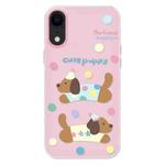 For iPhone XR Skin Feeling Jelly TPU Hybrid PC Phone Case(Cute Puppy Pink)