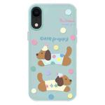 For iPhone XR Skin Feeling Jelly TPU Hybrid PC Phone Case(Cute Puppy Light Green)