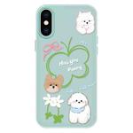 For iPhone XS Max Skin Feeling Jelly TPU Hybrid PC Phone Case(Flowers Puppy Light Green)