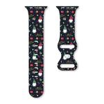 For Apple Watch 46mm / 49mm / 45mm / 44mm Christmas Pattern Butterfly Buckle Silicone Watch Band(Santa Claus Black)