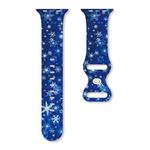 For Apple Watch 46mm / 49mm / 45mm / 44mm Christmas Pattern Butterfly Buckle Silicone Watch Band(Snowflake Dark Blue)