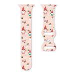 For Apple Watch 46mm / 49mm / 45mm / 44mm Christmas Pattern Butterfly Buckle Silicone Watch Band(Santa Claus Pink)