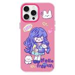 For iPhone 16 Pro Max Skin Feeling Jelly TPU Hybrid PC Phone Case(Purple Hair Girl Rose Red)