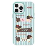 For iPhone 16 Pro Max Skin Feeling Jelly TPU Hybrid PC Phone Case(Striped Dachshund Light Green)