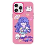 For iPhone 16 Pro Skin Feeling Jelly TPU Hybrid PC Phone Case(Purple Hair Girl Rose Red)