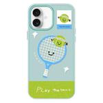 For iPhone 16 Plus Skin Feeling Jelly TPU Hybrid PC Phone Case(Play Tennis Light Green)