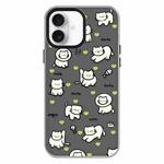 For iPhone 16 Plus Skin Feeling Jelly TPU Hybrid PC Phone Case(Green Heart Cat Black)