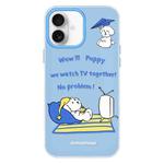 For iPhone 16 Plus Skin Feeling Jelly TPU Hybrid PC Phone Case(TV Dog Blue)