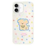 For iPhone 16 Plus Skin Feeling Jelly TPU Hybrid PC Phone Case(Yellow Puppy White)