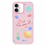 For iPhone 16 Skin Feeling Jelly TPU Hybrid PC Phone Case(Planet Pink)