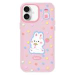 For iPhone 16 Skin Feeling Jelly TPU Hybrid PC Phone Case(Polka Dot Rabbit Pink)