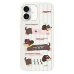 For iPhone 16 Skin Feeling Jelly TPU Hybrid PC Phone Case(Striped Dachshund White)