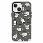 For iPhone 15 Plus Skin Feeling Jelly TPU Hybrid PC Phone Case(Green Heart Cat Black)