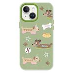 For iPhone 15 Plus Skin Feeling Jelly TPU Hybrid PC Phone Case(Long Dog Green)