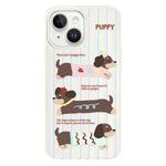 For iPhone 15 Plus Skin Feeling Jelly TPU Hybrid PC Phone Case(Striped Dachshund White)