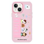 For iPhone 15 Skin Feeling Jelly TPU Hybrid PC Phone Case(Dog Party Pink)