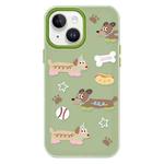 For iPhone 15 Skin Feeling Jelly TPU Hybrid PC Phone Case(Long Dog Green)