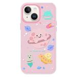 For iPhone 15 Skin Feeling Jelly TPU Hybrid PC Phone Case(Planet Pink)