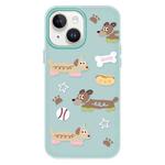 For iPhone 14 Plus Skin Feeling Jelly TPU Hybrid PC Phone Case(Long Dog Light Green)