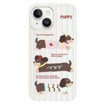 For iPhone 14 Skin Feeling Jelly TPU Hybrid PC Phone Case(Striped Dachshund White)