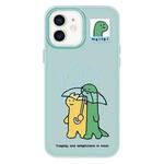 For iPhone 12 Skin Feeling Jelly TPU Hybrid PC Phone Case(Umbrella Light Green)