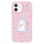 For iPhone 12 Skin Feeling Jelly TPU Hybrid PC Phone Case(Polka Dot Rabbit Pink)