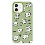 For iPhone 11 Skin Feeling Jelly TPU Hybrid PC Phone Case(Green Heart Cat Green)