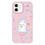 For iPhone 11 Skin Feeling Jelly TPU Hybrid PC Phone Case(Polka Dot Rabbit Pink)