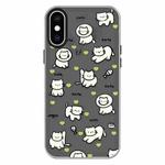 For iPhone X / XS Skin Feeling Jelly TPU Hybrid PC Phone Case(Green Heart Cat Black)