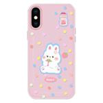 For iPhone X / XS Skin Feeling Jelly TPU Hybrid PC Phone Case(Polka Dot Rabbit Pink)