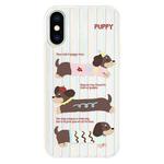 For iPhone X / XS Skin Feeling Jelly TPU Hybrid PC Phone Case(Striped Dachshund White)