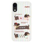 For iPhone XR Skin Feeling Jelly TPU Hybrid PC Phone Case(Striped Dachshund White)