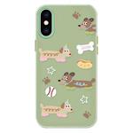 For iPhone XS Max Skin Feeling Jelly TPU Hybrid PC Phone Case(Long Dog Green)